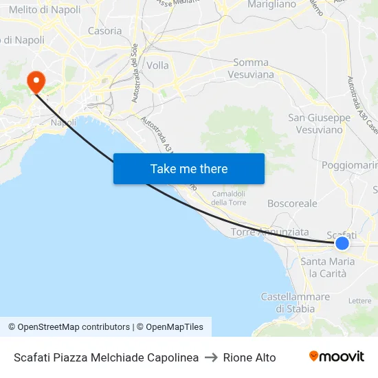 Scafati Melchiade Square Terminal to Rione Alto map