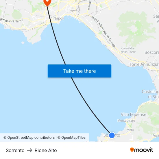 Sorrento to Rione Alto map