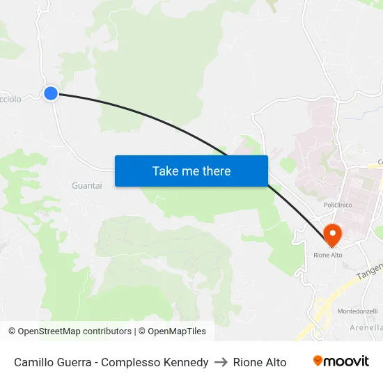 Camillo Guerra - Complesso Kennedy to Rione Alto map