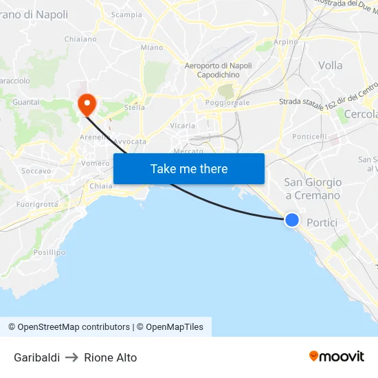 Garibaldi to Rione Alto map