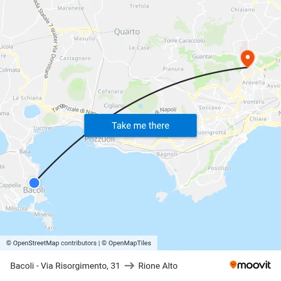 Bacoli - Risorgimento Street, 31 to Rione Alto map