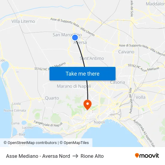 Asse Mediano - Aversa Nord to Rione Alto map