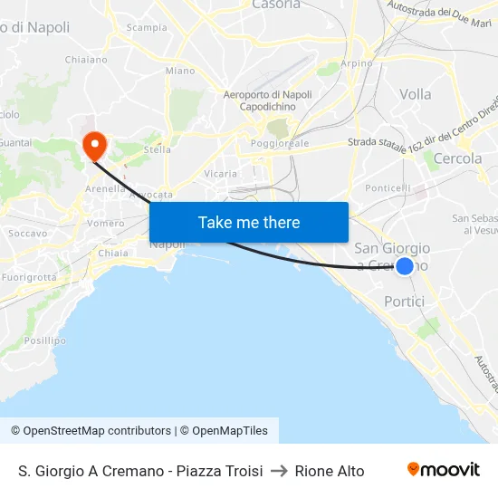 S. Giorgio A Cremano - Piazza Troisi to Rione Alto map