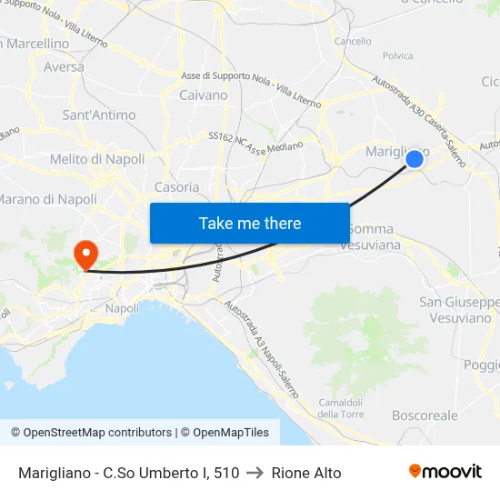 Marigliano - Corso Umberto I, 510 to Rione Alto map