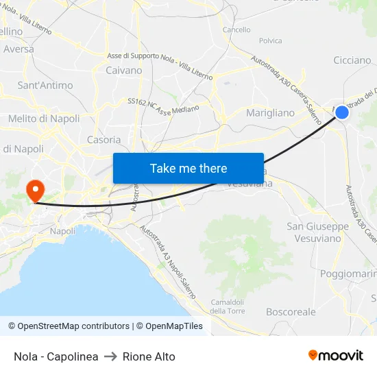 Nola - Terminal to Rione Alto map
