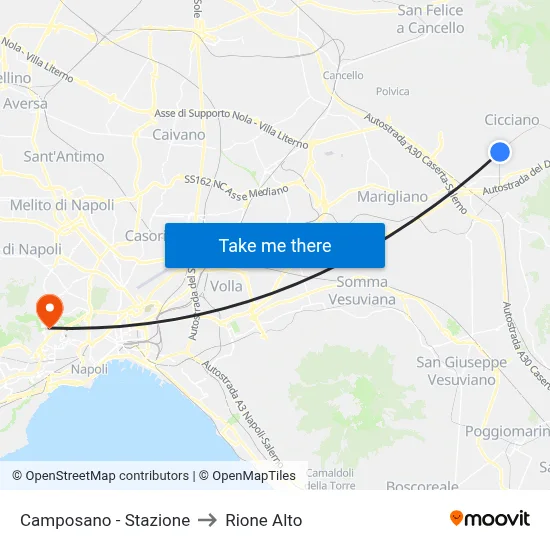 Camposano - Stazione to Rione Alto map