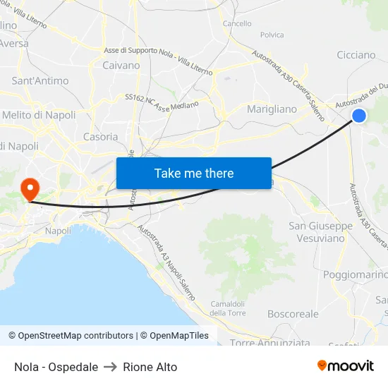 Nola - Hospital to Rione Alto map