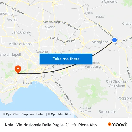 Nola - National Puglie Road, 21 to Rione Alto map