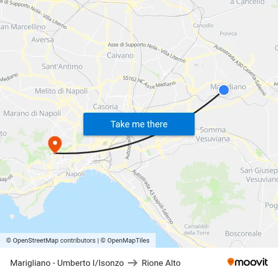 Marigliano - Umberto I/Isonzo to Rione Alto map