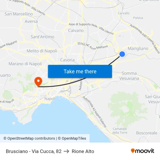 Brusciano - Via Cucca, 82 to Rione Alto map
