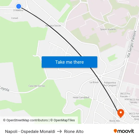 Naples - Monaldi Hospital to Rione Alto map
