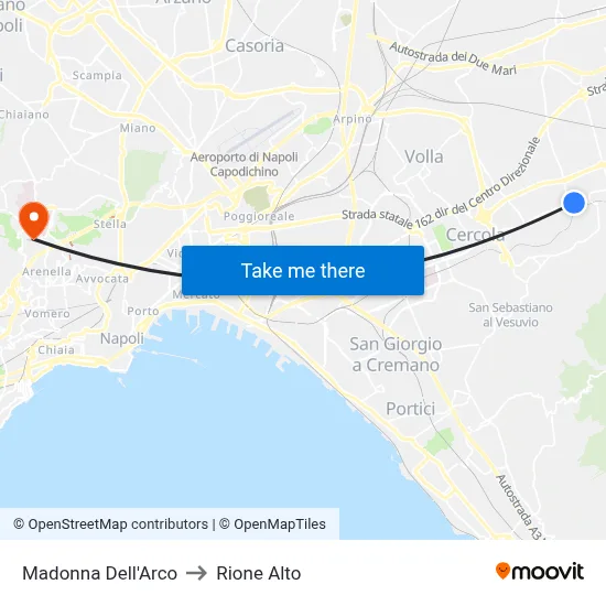 Madonna of the Arch to Rione Alto map
