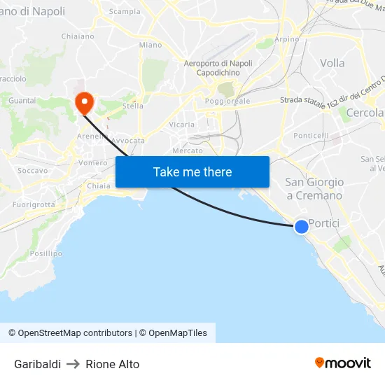 Garibaldi to Rione Alto map