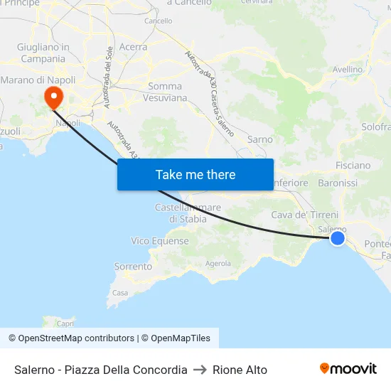 Salerno - Concordia Square to Rione Alto map