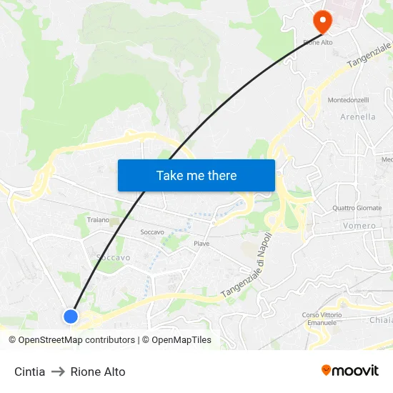 Cintia to Rione Alto map
