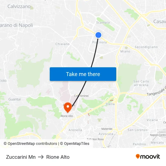 Zuccarini Mn to Rione Alto map
