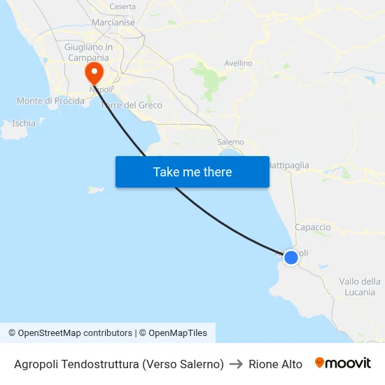 Agropoli Tent Structure (Towards Salerno) to Rione Alto map