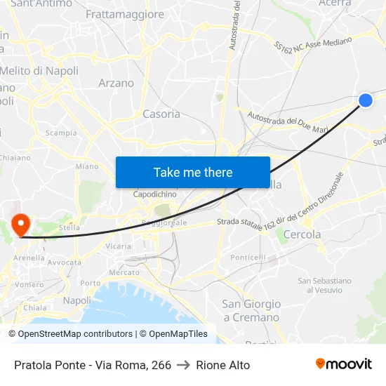 Pratola Ponte - Via Roma, 266 to Rione Alto map