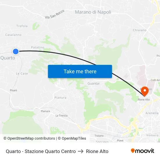 Quarto - Quarto Centro Station to Rione Alto map
