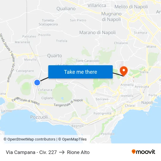 Via Campana - No. 227 to Rione Alto map