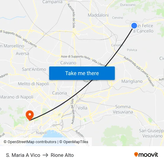 Santa Maria a Vico to Rione Alto map