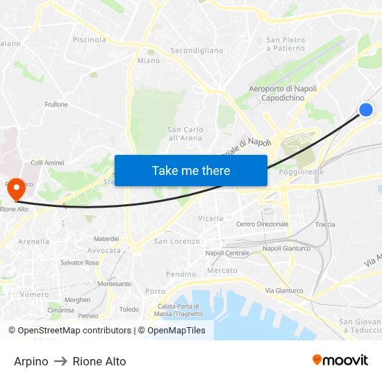 Arpino to Rione Alto map