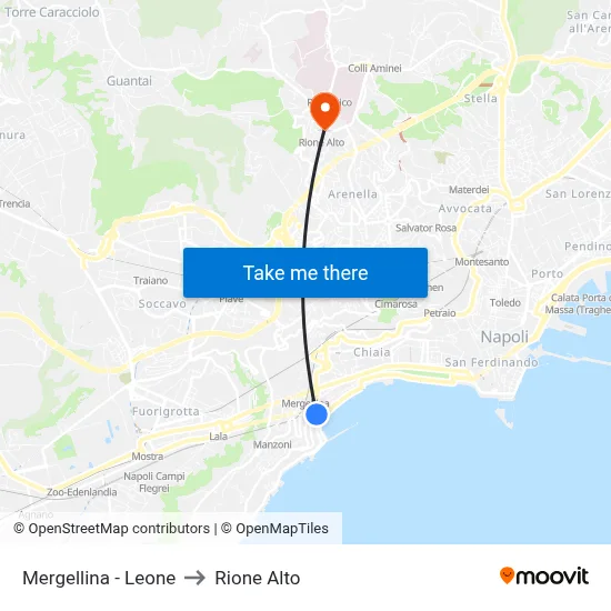 Mergellina - Leone to Rione Alto map