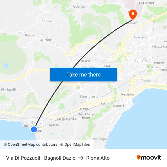 Pozzuoli Road - Bagnoli Customs to Rione Alto map
