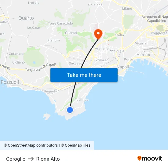 Coroglio to Rione Alto map