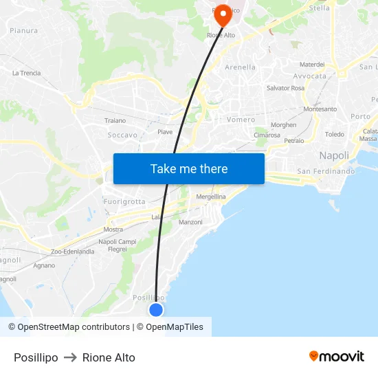 Posillipo to Rione Alto map