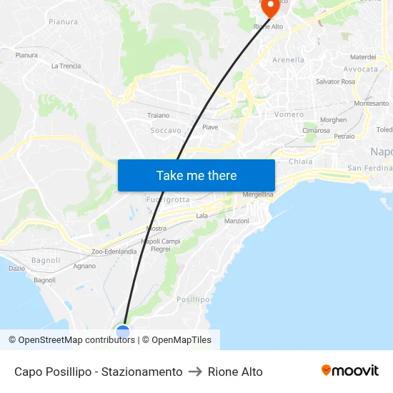 Capo Posillipo - Parking to Rione Alto map