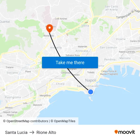 Saint Lucy to Rione Alto map