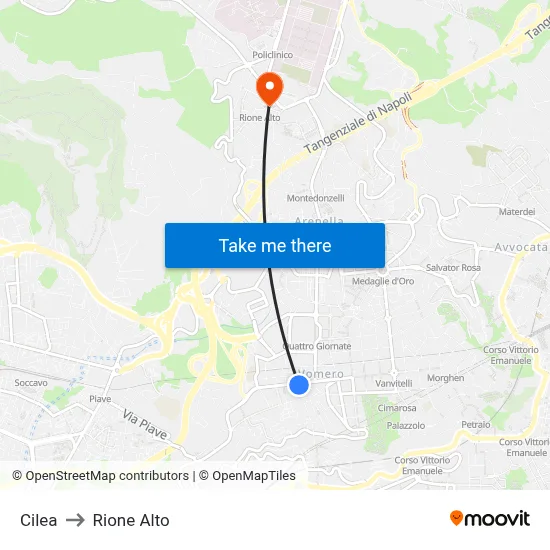 Cilea to Rione Alto map