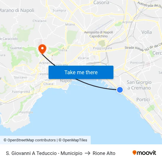 San Giovanni a Teduccio - City Hall to Rione Alto map