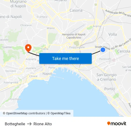 Botteghelle to Rione Alto map