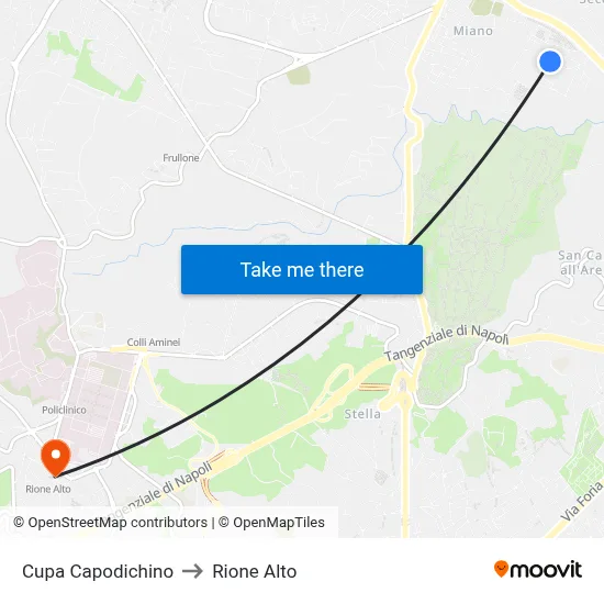 Cupa Capodichino to Rione Alto map