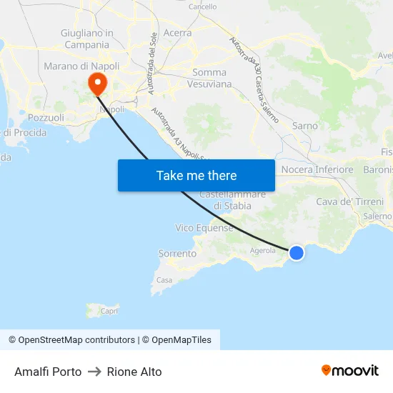 Amalfi Port to Rione Alto map