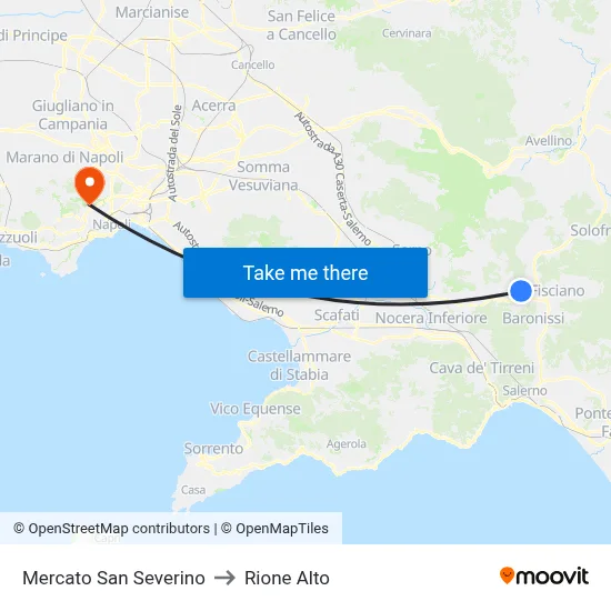 Mercato San Severino to Rione Alto map