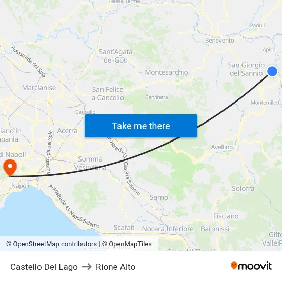 Lake Castle to Rione Alto map