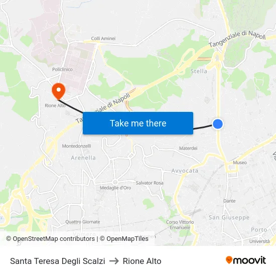 Santa Teresa Degli Scalzi to Rione Alto map