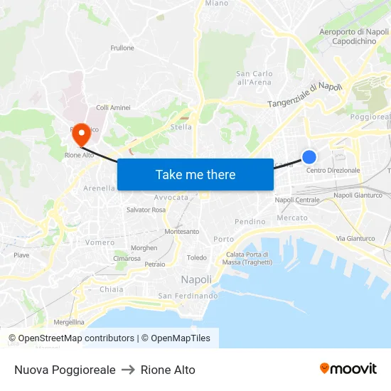 Nuova Poggioreale to Rione Alto map