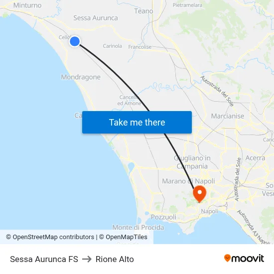 Sessa Aurunca FS to Rione Alto map