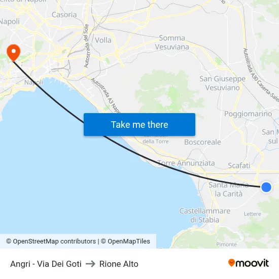 Angri - Via Dei Goti to Rione Alto map