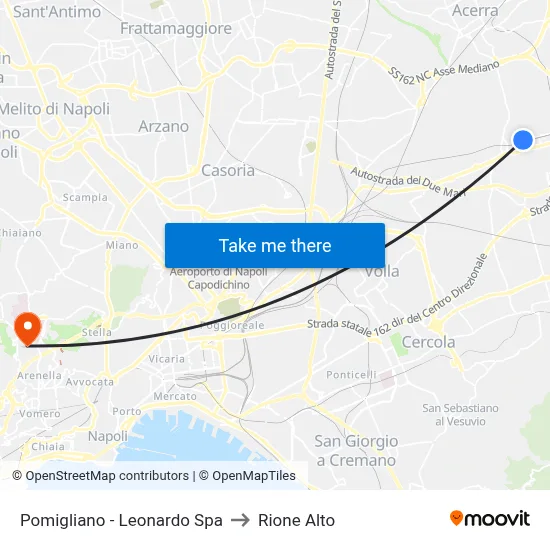 Pomigliano - Leonardo Spa to Rione Alto map