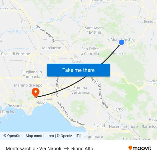 Montesarchio - Via Napoli to Rione Alto map
