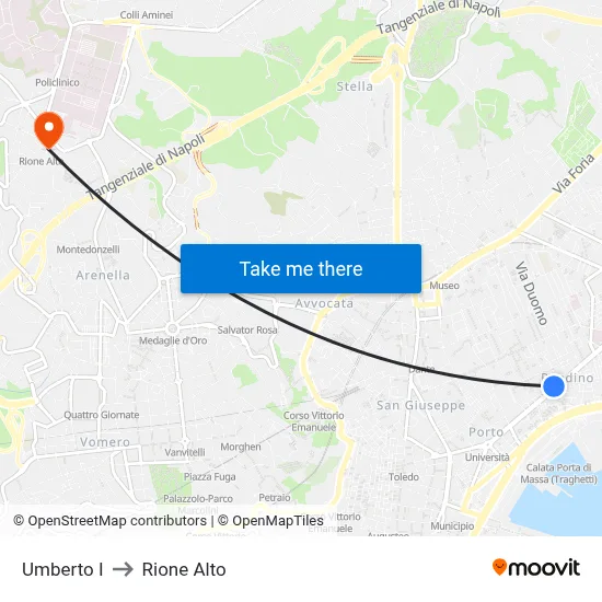 Umberto I to Rione Alto map