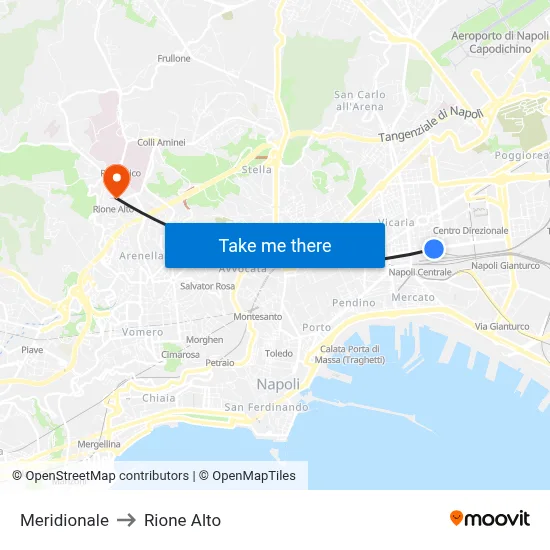 Meridionale to Rione Alto map