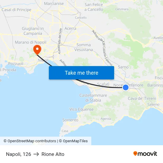 Napoli, 126 to Rione Alto map