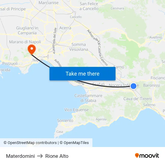 Materdomini to Rione Alto map