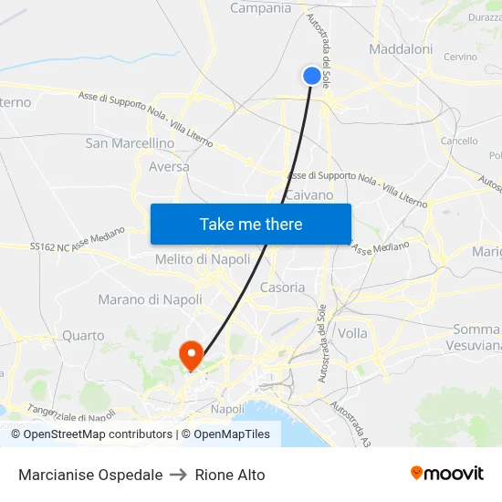 Marcianise Hospital to Rione Alto map